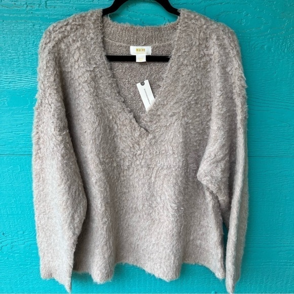 ANTHROPOLOGIE SOFT PULLOVER V-NECK THICK MERINO WOOL SWEATER LARGE NWT - Picture 12 of 15